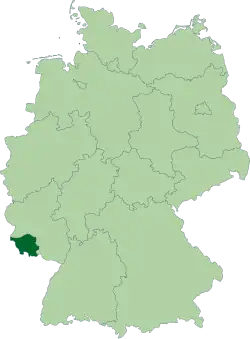 Localisation de la Sarre (en vert foncé) à l'intérieur de l'Allemagne