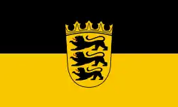 Drapeau d'État du Bade-Wurtemberg avec les petites armoiries