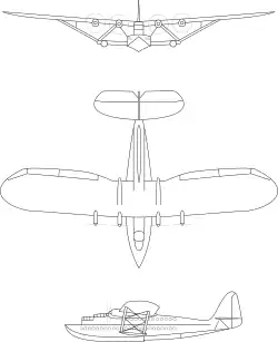 Description de l'image Latécoère 521 3-view line drawing.svg.