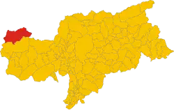 Localisation de Curon VenostaGraun im Vinschgau