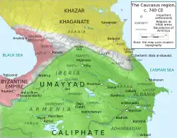 Description de l'image Map of the Caucasus, 740 CE.svg.