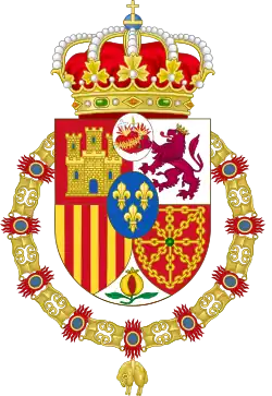 Description de l'image Royal Coat of Arms used by the supporters of the Claimants to the Spanish Throne (adopted c.1942) Golden Fleece Variant.svg.