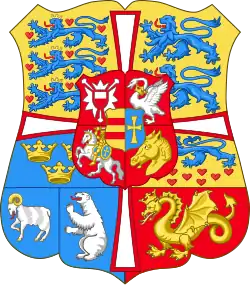 Description de l'image Royal arms of Denmark (1948–1972).svg.