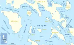 Carte de la mer de Sibuyan avec le golfe de Ragay au nord.