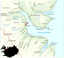 Carte du Steingrímsfjörður.