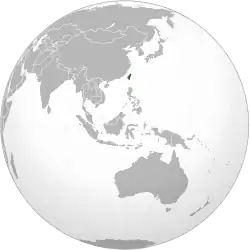 Description de l'image Taiwan (orthographic projection; southeast Asia centered).svg.