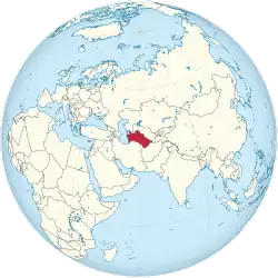 Description de l'image Turkmenistan on the globe (Turkmenistan centered).svg.