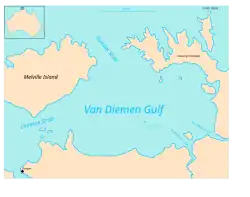 Carte du golfe de Van Diemen.