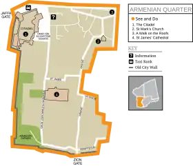 Localisation de Quartier arménien de Jérusalem
