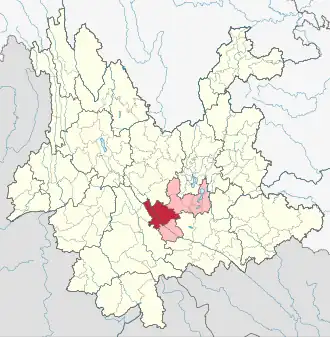 Localisation de Xīnpíng yízú dǎizú Zìzhìxiàn