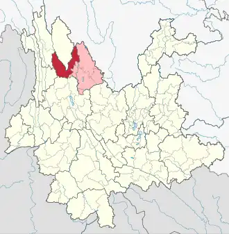 Localisation de Xian autonome naxi de Yulong