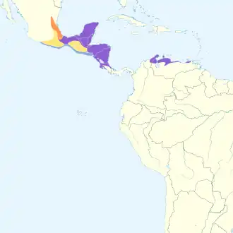 Description de l'image Anthracothorax prevostii map.svg.