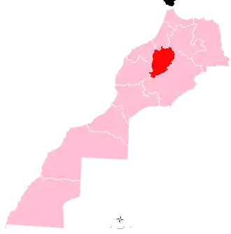 Localisation de Province de Khénifra(ber) ⵜⴰⵙⴳⴰ ⵏ ⵅⵏⵉⴼⵕⴰ (ar) إقليم خنيفرة