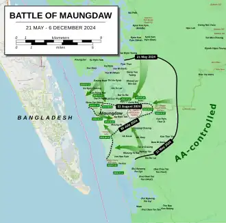 Description de l'image Battle of Maungdaw (May - December 2024).svg.