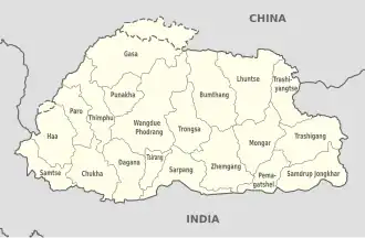 Localisation de dzongkhag