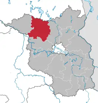 Localisation de Arrondissement de Prignitz-de-l'Est-Ruppin