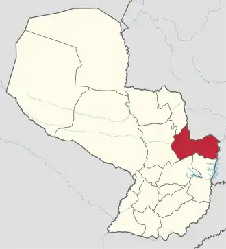Localisation de Département de Canindeyú