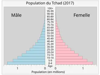 Pyramide des âges du Tchad en 2017.