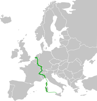Itinéraire de la route européenne 25