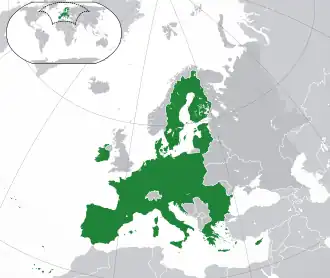 Localisation de l'Union européenne et de ses voisins (partie européenne).