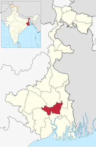 Localisation de District de Hooghlyহুগলী জেলা
