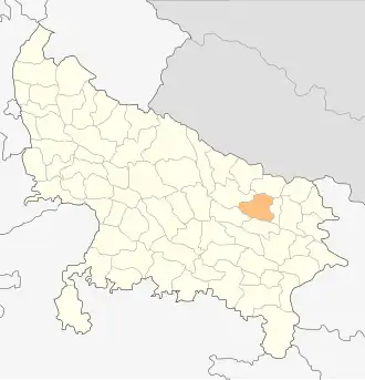 Localisation de District de Basti बस्ती जिला
