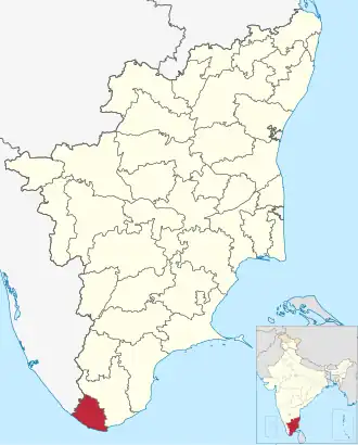 Localisation de District de Kanniyakumari
