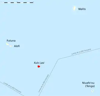Le Kulo Lasi est situé au sud-ouest de Futuna et au nord-est de Niuafo'ou, dans la zone économique exclusive française.
