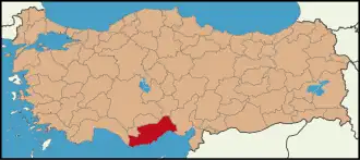 Localisation de Mersin (province)