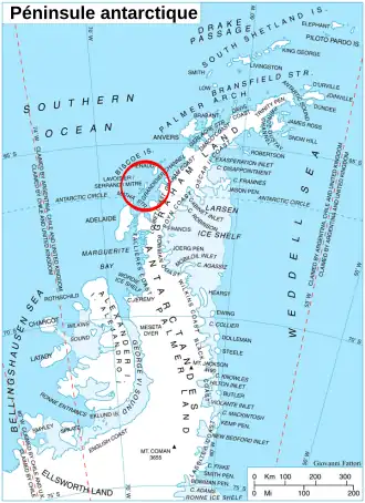 Position de l'île Lavoisier.