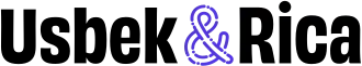 Inscription d'un nom de marque : Usbek & Rica, en noir sur fond blanc.