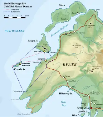 Carte d’Éfaté. Eretoka est l'île le plus à l'ouest.