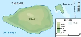Carte de Rääntiö et de l'île de Kuusisuoto.
