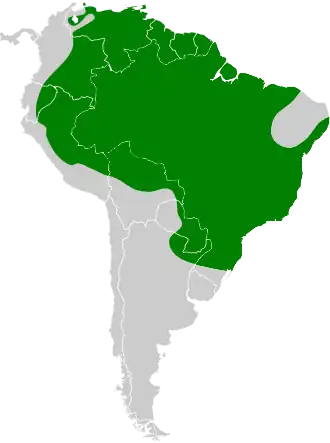 Description de l'image Tityra cayana map.svg.