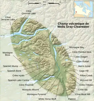 Carte du champ volcanique de Wells Gray-Clearwater.