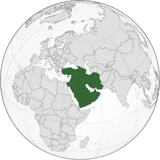 Localisation de l'Asie de l'Ouest.