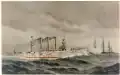 USS Brooklyn, lithographie de Fred S. Cozzens publié dans le magazine Our Navy: Its Growth and Achievements en 1897.