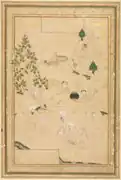 Pique-nique dans les montagnes, encre et gouache sur papier de محمدی_هروی&nbsp;(fa), réalisé vers 1550-1600, art islamique au
