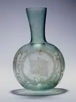 Flacon en verre, époque romaine, IIIe – IVe&nbsp;siècle.