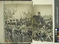 Représentation du 2e&nbsp;régiment d'infanterie pendant une bataille en Algérie.
