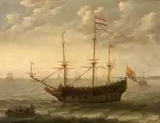 Navire zélandais à l'ancre, 1643.