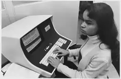 Using an NCR 796-201 cathode-ray terminal, circa 1972.