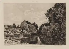 Dessin de 1878 représentant le petit bras de la Marne à Isle-lès-Villenoy (sic)