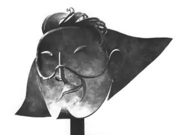 Pablo Gargallo, "Masque d'Arlequin souriant", cuivre, 1927