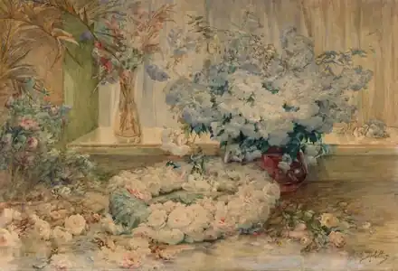 Chez la fleuriste, aquarelle, 1905, Salon de l'Union des femmes peintres et sculpteurs, collection du CNAP.