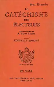 Couverture d'un livre intitulé Le catéchisme des électeurs.