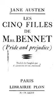 En gros, sous le nom de l'auteur, le titre français, en plus petit, le titre anglais, puis le nom des traductrices