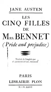 Couverture de la première édition de la traduction la plus rééditée