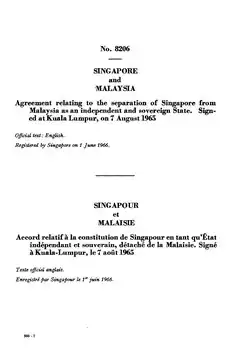 Description de l'image Agreement relating to the separation of Singapore from Malaysia as an independent and sovereign State.djvu.
