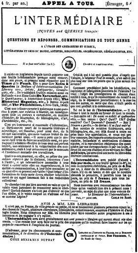 Image illustrative de l’article L'Intermédiaire des chercheurs et curieux